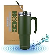 Hogg Bluetooth Speaker Tumbler - 30 oz Grippy Hunter Green Tumbler with Handle and Bluetooth Speaker