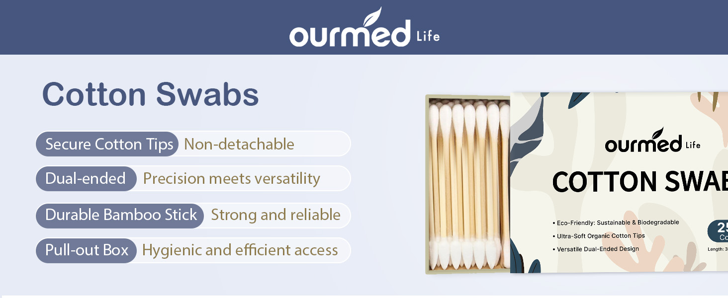 cotton swab with Durable Bamboo Stick Strong and reliable