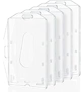 2 Pcs Hard Plastic Badge Holder, Dual-Sided Horizontal and Vertical ID Card Holders with Thumb Sl...