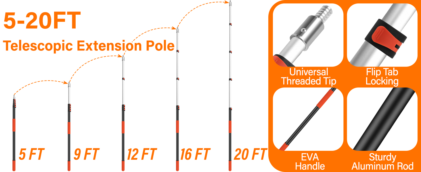 26FT High Reach Duster Cleaning Kit with Extension Pole