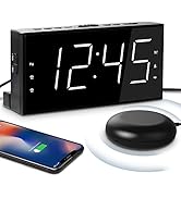 Extra Loud Dual Alarm Clock with Vibration for Bedroom,Extreme Bed Shaker Alarm Clock for Deep Sl...