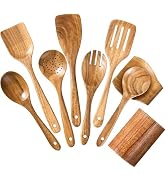 Riveira 9 Pieces Teak Wooden Spoons For Cooking – Premium & Durable Organic Teak Wooden Cooking U...