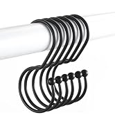Goowin Shower Curtain Hooks, Anti-Fall S-Shaped Shower Curtain Ring, Decorative Black Shower Curt...