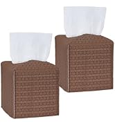 Avolander Tissue Box Cover 2-Pack, Square Tissue Holder with Bottom Belt, Modern Tissue Case Faci...