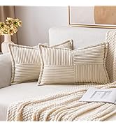 MIULEE Christmas Corduroy Pillow Covers with Splicing Set of 2 Super Soft Couch Pillow Covers Bro...