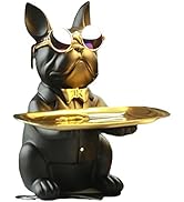 suruim Resin Bulldog Desk Storage Tray Statue Coin Piggy Bank Storage Animal Sculpture Table Deco...