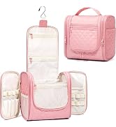 FUNSEED Large Capacity Travel Toiletry Bag for Women, Hanging Makeup Bag Organizer Checkered Cosm...
