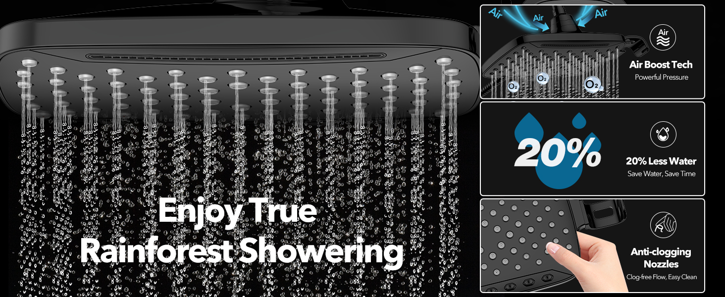 rainfall shower head with handheld combo
