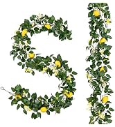 U'Artlines 2Pcs Total 12 Ft Artificial Lemon Garland Spring Summer Faux Fruit Vine Garlands with ...