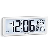 Soobest 8.5 Inch Digital Wall Clock Battery Operated with Backlight, Temperature, Date, Day & Aut...