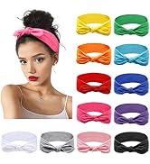 Huachi 12 Pack Bow Headbands for Women Headwraps Hair Band Knotted Headband Rabbit Ears Stretchy ...