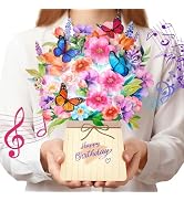 Airpark 3D Pop Up Birthday Cards for Women with Light and Music, Forever Paper Flower Bouquet, Un...