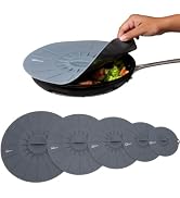 Basic Haus Microwave Cover Silicone Lids - Set of 5: 6, 8, 10, 12 and 14 inches - Suction Covers ...