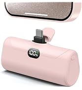 Lightweight Pink USB C Power Bank Portable Charger 5000mah with Kickstand for iPhone 17,Type-c Ba...