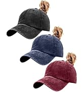 ZEXIAN Womens Vintage Washed Distressed Baseball-Cap with Ponytail Hole Sport Golf Hat