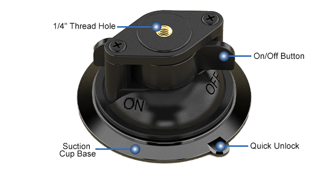 Twist-Lock Suction Cup Base Suction Cup Mount, Windshield Suction Mount Bracket, Dash Cam Mount