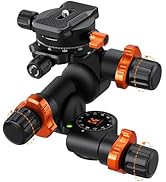 K&F CONCEPT 3-Way Geared Tripod Head, Millimeter Micro-Adjustment, Aluminum Alloy Tripod Head Max...