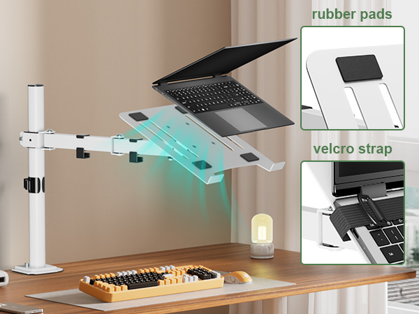 laptop stand mount with cooling vented tray