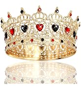 CAVETEE Crown for Women, Baroque Queen Crown Red & Black Crystal Tiara Birthday Party Decorations...
