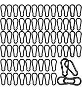 200PCS 2'' Spring Snap Hook Carabiner, M5 3/16Inch Galvanized Black Steel Carabiner Clip, 220LBS ...