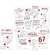 Pack 24, 67 Valentine Cards,Gen Z Slang Valentine’s Day Cards, Cute Meme Love Cards, Humor Valent...