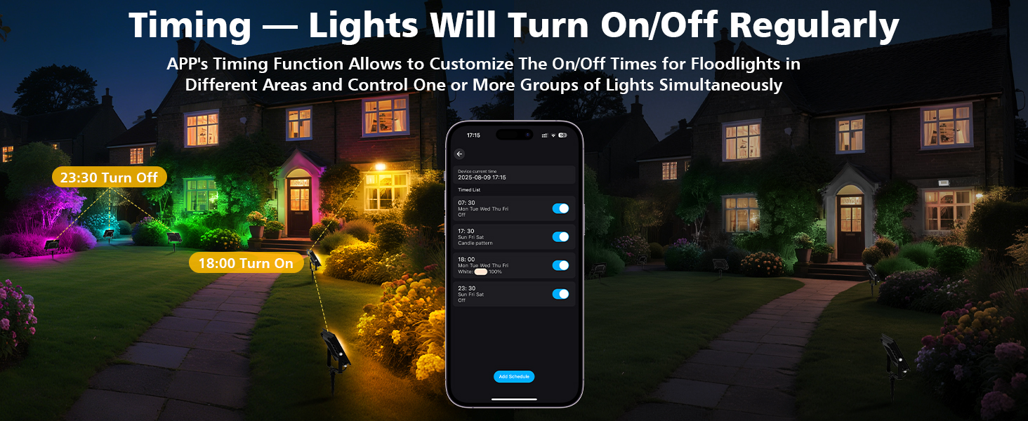 T-SUN 30W RGBCW LED Flood Lights Bluetooh and Remote- timing function