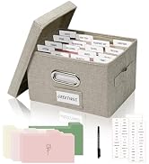 Hiwhy Greeting Card Storage Box, Linen Storage Box with 16 Adjustable Dividers, 84 Labels, 1 Mark...