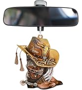 Brown Cowboy Boots Hanging Ornament for Christmas Tree, Cowboy Boots and Hat Car Rearview Mirror ...