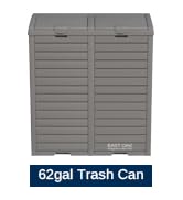 EAST OAK 62 Gallon Outdoor Trash Can, Waterproof Resin Garbage Can with Tiered Lid and Drip Tray,...