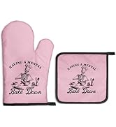Gkodw Having a Mental Bake Down Pink Oven Mitts and Pot Holders Sets, Funny Skeleton Halloween Ov...