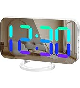 WulaWindy RGB Alarm Clock - Digital LED Clocks Mirror Surface with Dual USB Ports for Makeup Best...