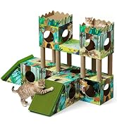 PalNests DIY Cardboard Cat House, Multi-Level Cat Tree Tower with Scratching Posts, Scratching Bo...