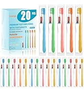 Fresings 20 Pack Disposable Toothbrushes with Toothpaste, Individually Wrapped Soft Bristle Trave...