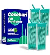 COCOBURI Soft Interdental Brushes-Dental Floss Picks-Soft Rubberized Brush Picks-Textured Plaque ...