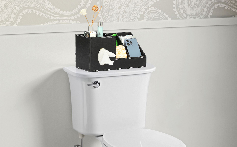 over the toilet tissue box with storage compartments