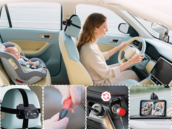 double camera car baby monitor for 2
