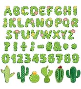 Whaline 110Pcs Cactus Classroom Decor Cactus Letter Alphabet Number Symbol Cut-Outs Summer Cacti ...