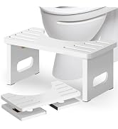 Foldable Toilet Stool, 7 Inch Poop Stool for Bathroom, Bamboo Toilet Stool Squat Adult, Collapsib...