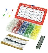 5mm Diffused LED Diode Assortment Kit - Pack of Assorted Color LEDs and Resistors (600 pcs) - Red...
