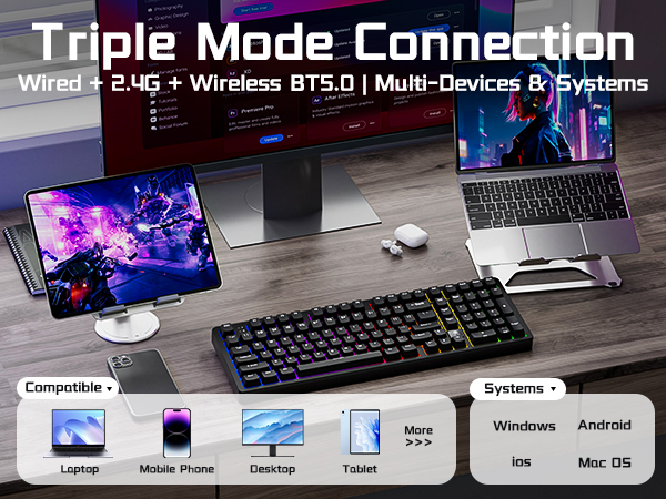 Tri-Mode Hot Swappable Aluminum Keyboards