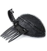 Black Puff Hair Cushion with Clips, Fluffy Sponge Bun Comb Bump It Up Hair Base Set for Women and...