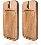 Wine Appetizer Plates, James.F Cocktail Plate, Acacia Wooden Serving Tray with Wine Holder, Mini ...