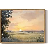 InSimSea Framed Canvas Wall Art, Vintage Wall Decor, Fall Landscape Watercolor Painting for Livin...