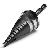 KAYGO M35 Step Drill Bit,3/16 to 1-1/8 inch Unibit Step Bit with Double Sprial Flute,1/4 -inch He...