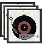 JCJMY Vinyl Frame Record Frames for the Wall Display Album Covers, Wood 12.5x12.5 Frames Black fo...