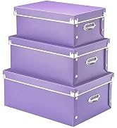 XUCHUN Purple Storage box,Office Storage File Boxes With Lids,Multiple Sizes Purple Foldable Plas...