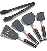 Beijiyi 5-Piece Silicone Spatula Set and Tongs for Cooking, Heat Resistant | BPA Free, Non-Toxic ...