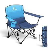 ALPHA CAMP Low Folding Camping Chair, Portable Beach Chair with Cup Holder, Storage Bag, Carry Ba...
