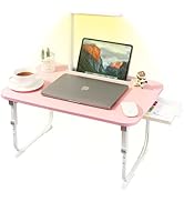 Laptop Desk for Bed Lap Desk with LED Desk Light, Adjustable Tablet Bed Table with Foldable Legs ...