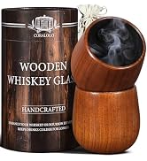 Coralago Wooden Bourbon Glasses Set of 2 - Charred Whiskey Cup Handcrafted Wooden Whiskey Gift fo...
